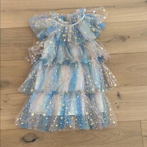 Lola & the boys Starry Tulle Dress with Gold Accents size 5/6